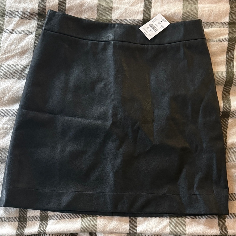 J. Crew Black Faux Leather Mini Skirt